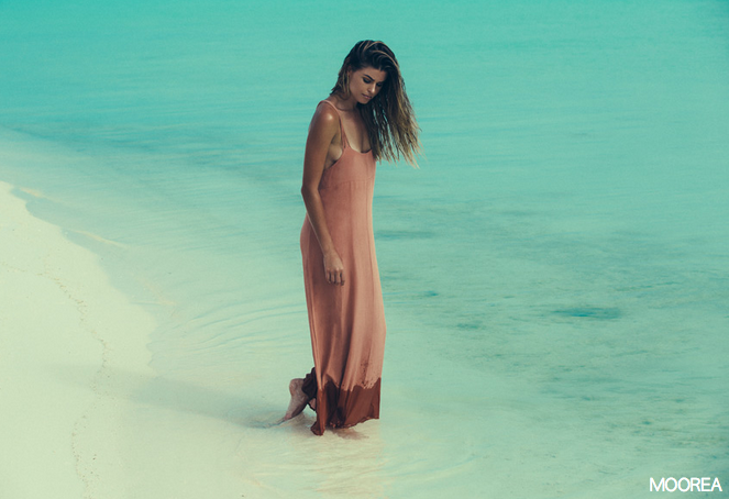 Girl on Beach in Water wearing Cover Up Dress